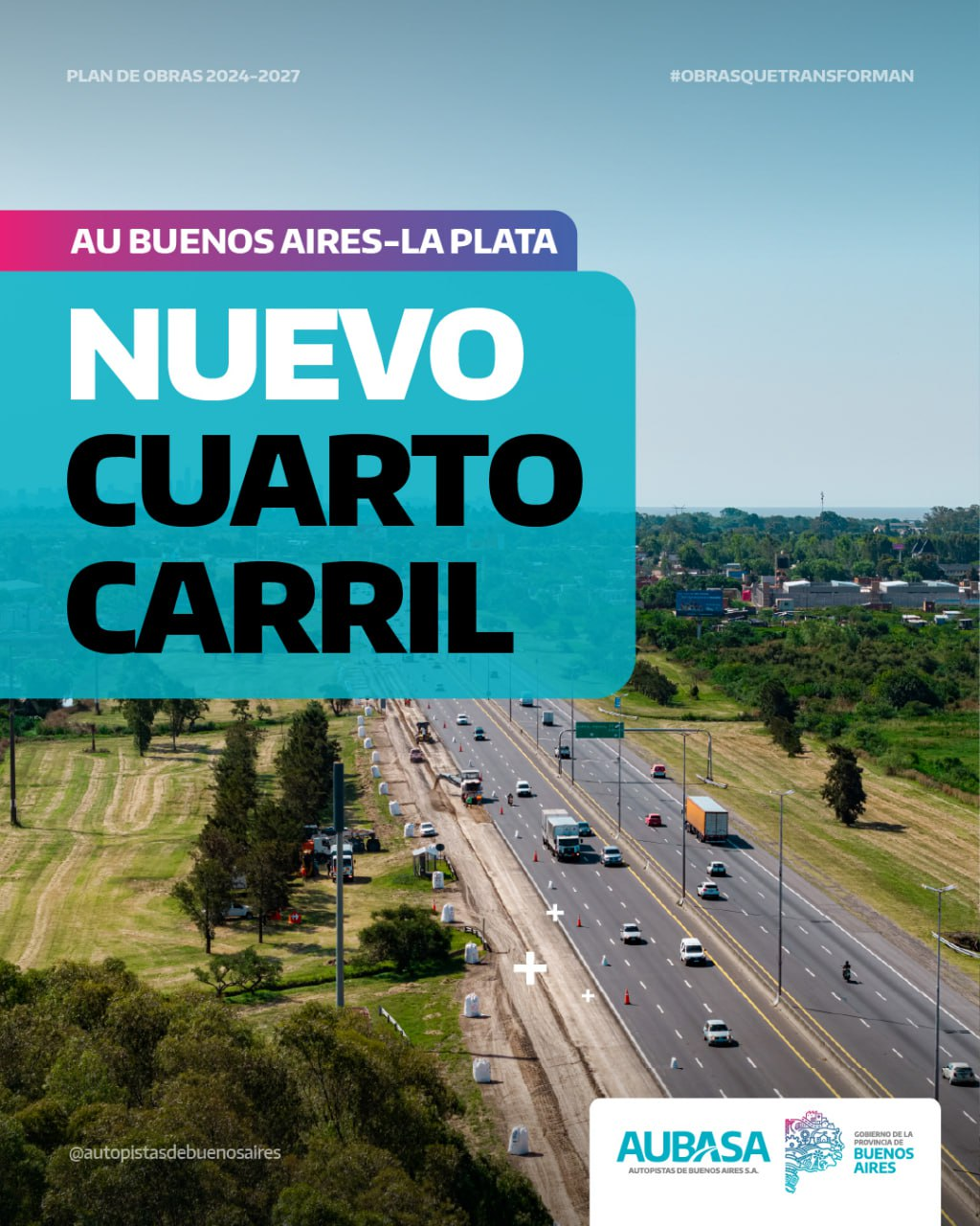 Avanza la obra del cuarto carril en la Autopista Buenos Aires–La Plata: inversión millonaria y alivio para el tránsito del AMBA
