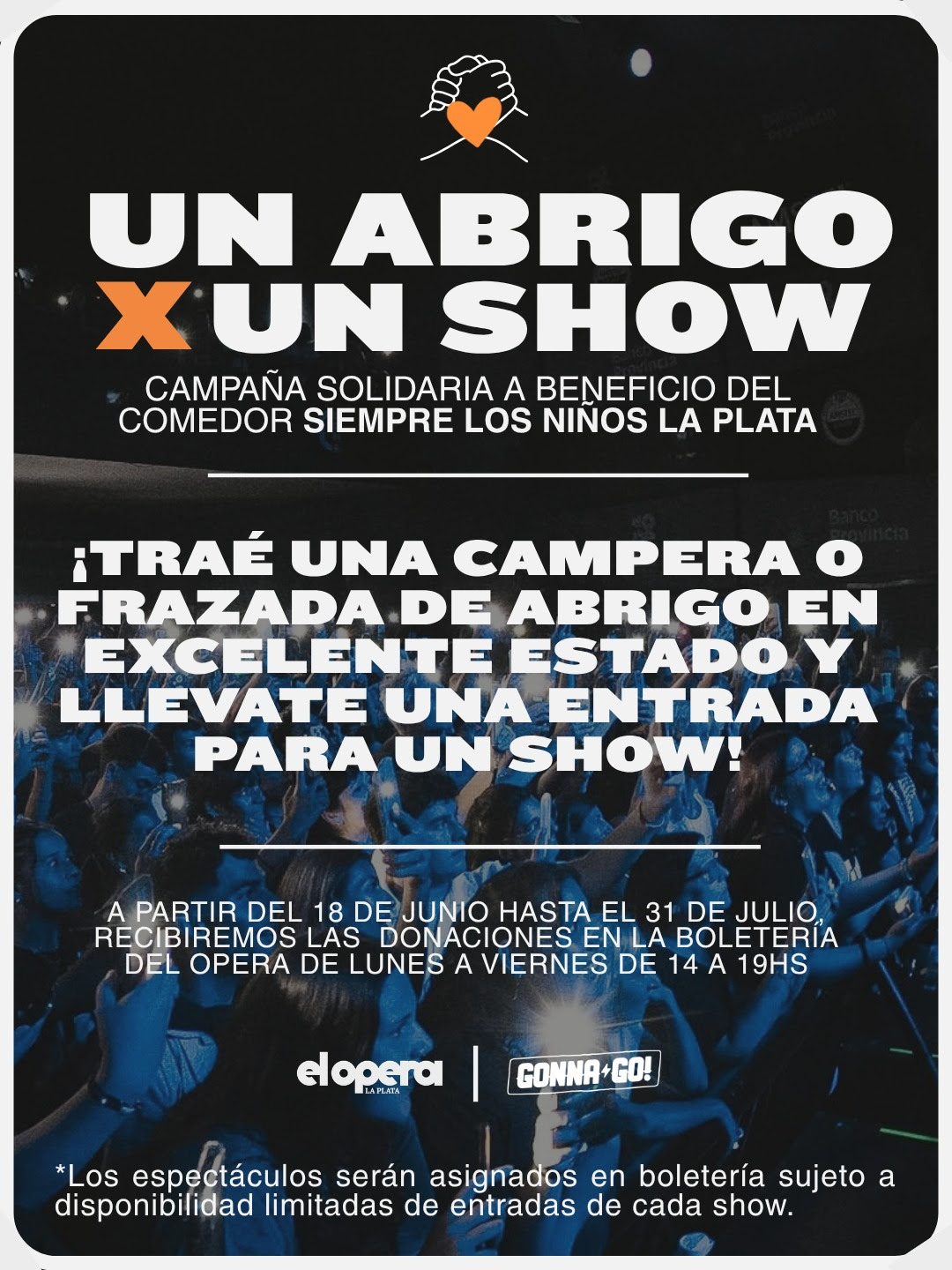 Teatro Ópera La Plata lanza una campaña inédita: abrigo por entradas para shows en vivo en pleno invierno